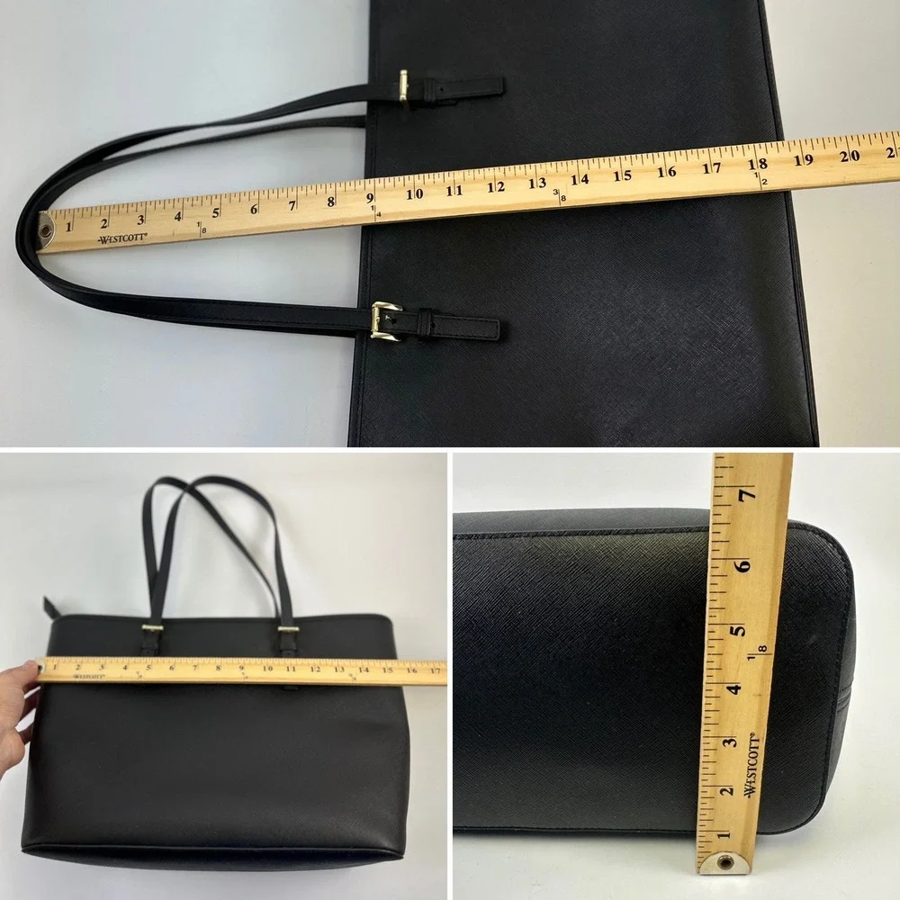 Michael Kors Jet Set Travel Tote Black Saffiano Leather Bag Large Zip 38F7GTVT3L